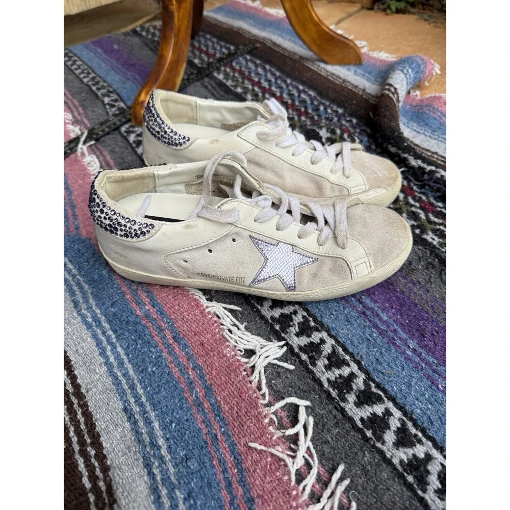 Golden Goose Super-Star Private Edit Womens US7 EU37 Star Crystal Heel Sneakers